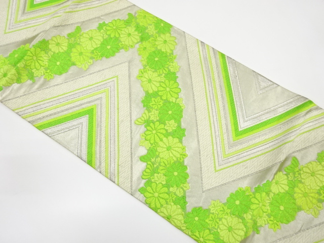 アンティーク　菊に抽象模様織り出し袋帯（材料）